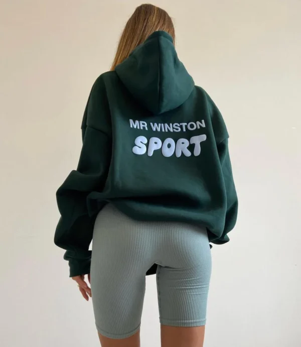 Mr Winston Bottle Green Puff Hoodie Sweat