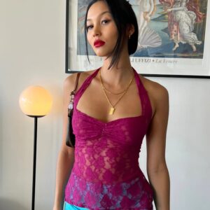 Mr. Winston Wine Lace Halter